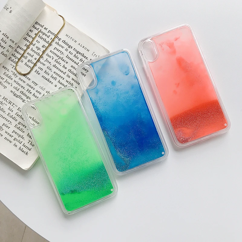 Quicksand Liquid Glitter Luminous Neon Sand Case For iphone 6 6S 7 8 Plus X XS 11 Pro MAX XR Back Cover Protective phone |