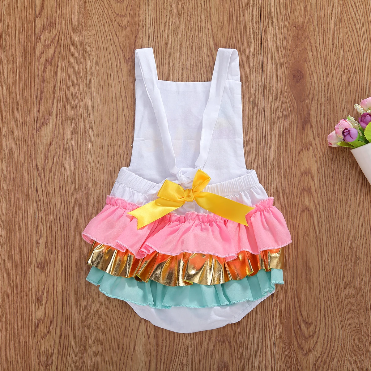 0-3Y Newborn Infant Baby Girls Romper Ruffles Jumpsuit Birthday Clothes Ice Cream Print Cute Baby Girl Clothes Summer Costumes images - 6