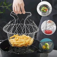 kitchen stainless steel oil fryer folding drainer manufactured home cooked food french fries vegetable container frying basket