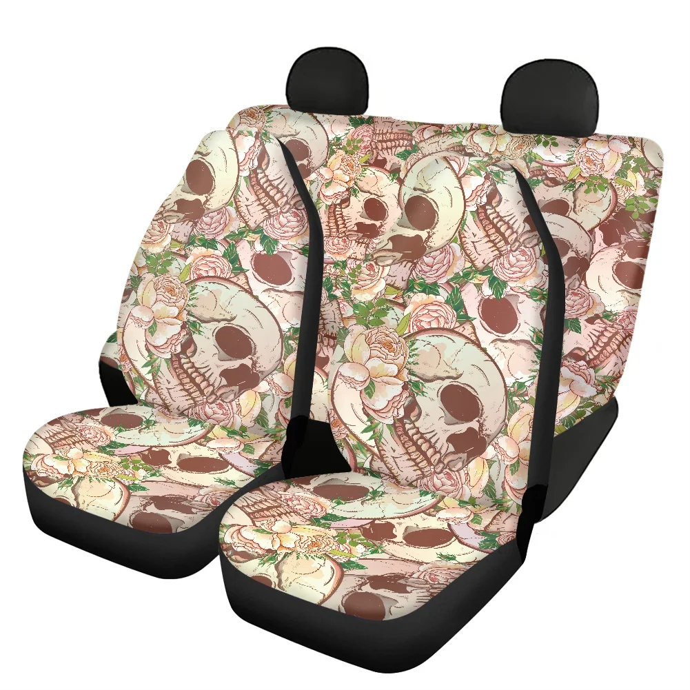 

Чехлы на сиденья автомобиля PinUp Angel, с изображением цветов и черепа