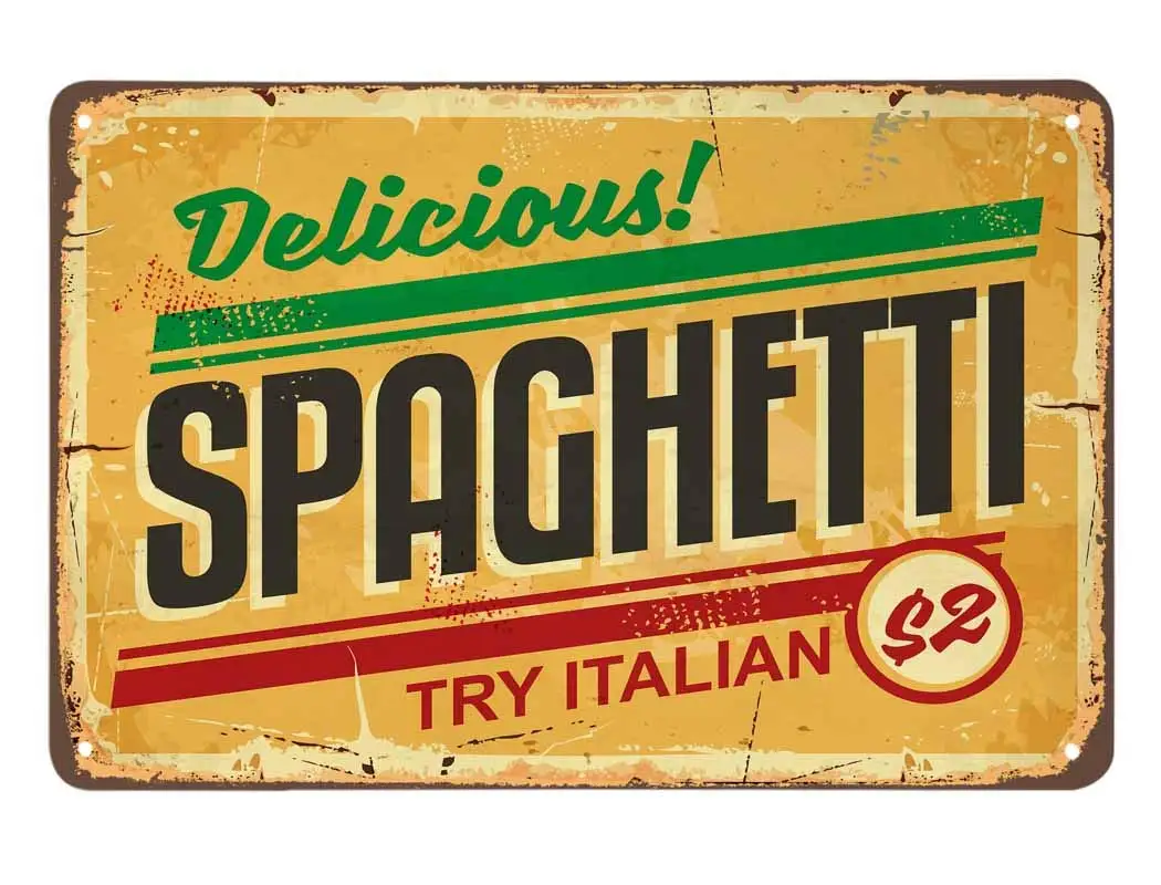Жестяные знаки-спагетти попробуйте итальянскую вкусную еду ресторан винтажные