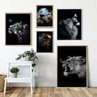 Черно-белый лев бабочка леопард забавные животные Искусство Холст Картина скандинавский постер и печать Настенная картина для декора гостиной