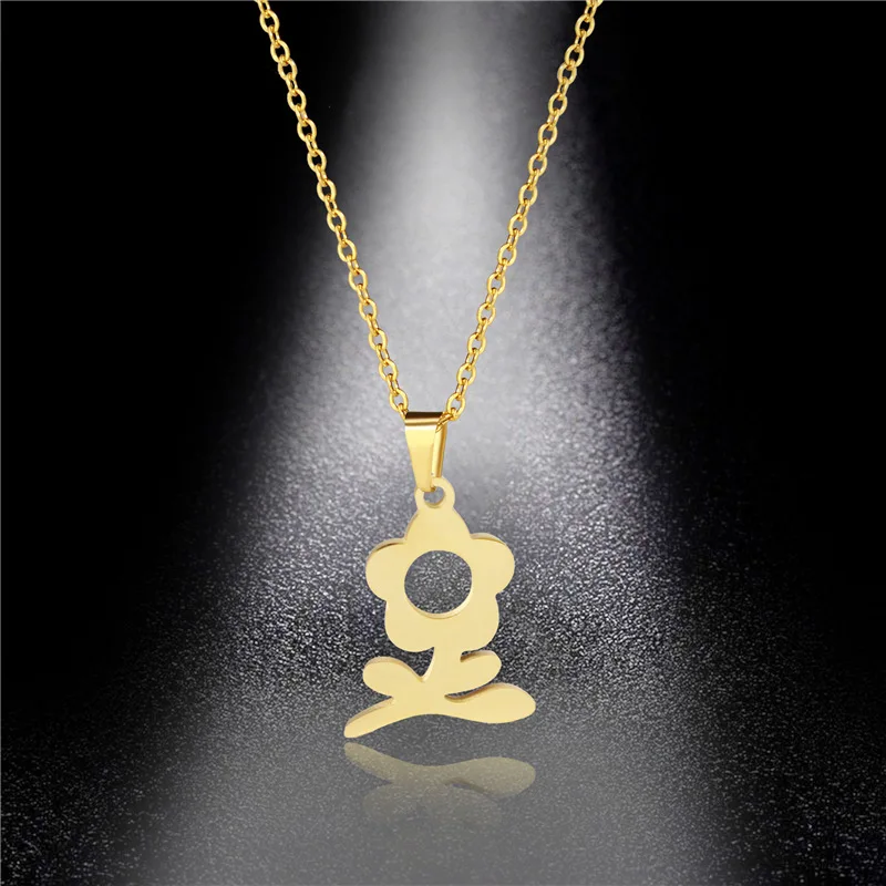 

304 Stainless Steel Necklace Hollow Out Flower Chain Necklace Wholesale Accessories Fine Polishing Necklace Fashion Party Gifts