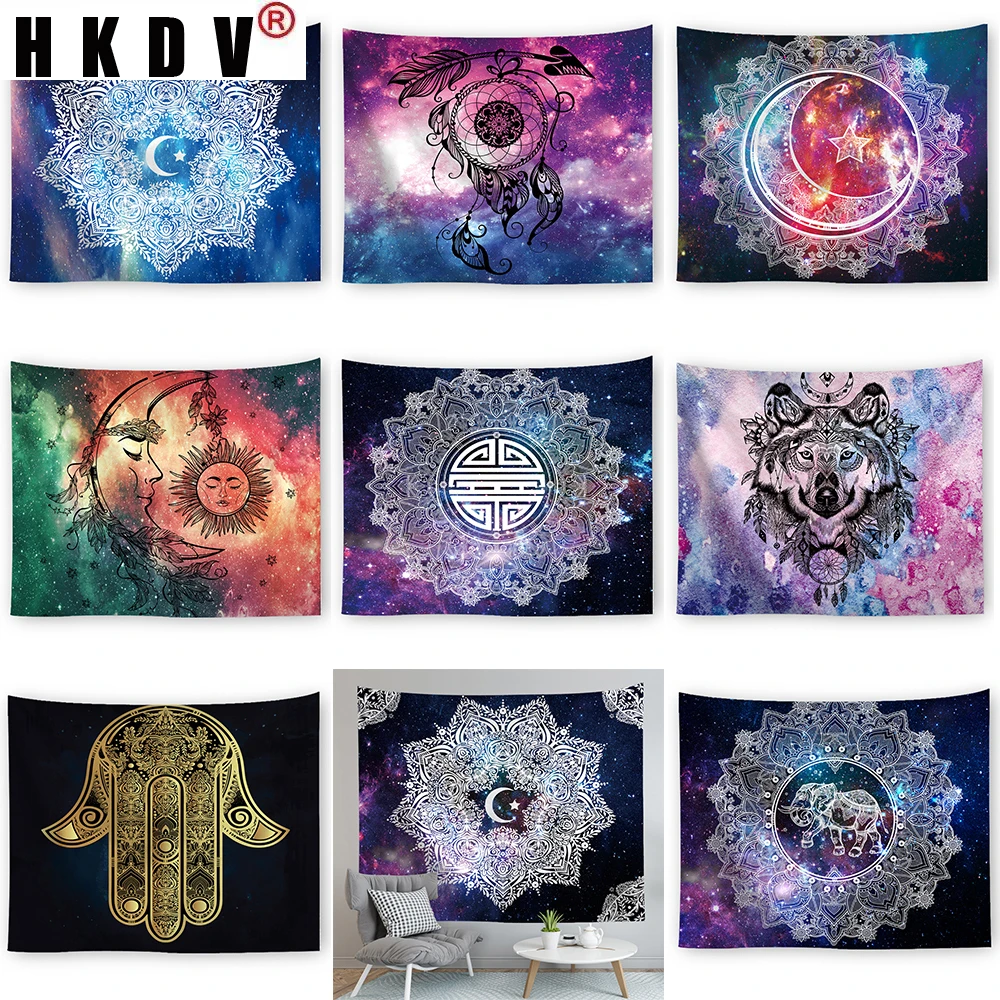 

HKDV Indian Mandala Starry Sky Tapestry Wall Hanging Covering Rugs Background Cloth Beach Mat Blanket Art Bedroom Dorm Home Deco