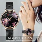 Часы CURREN женские кварцевые с браслетом из нержавеющей стали, модные наручные, с цветком, розовое золото