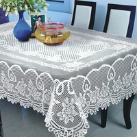 round rectangle flowers tablecloth white hollow lace table cloth wedding banquet tv cabinet dustproof covers home decor
