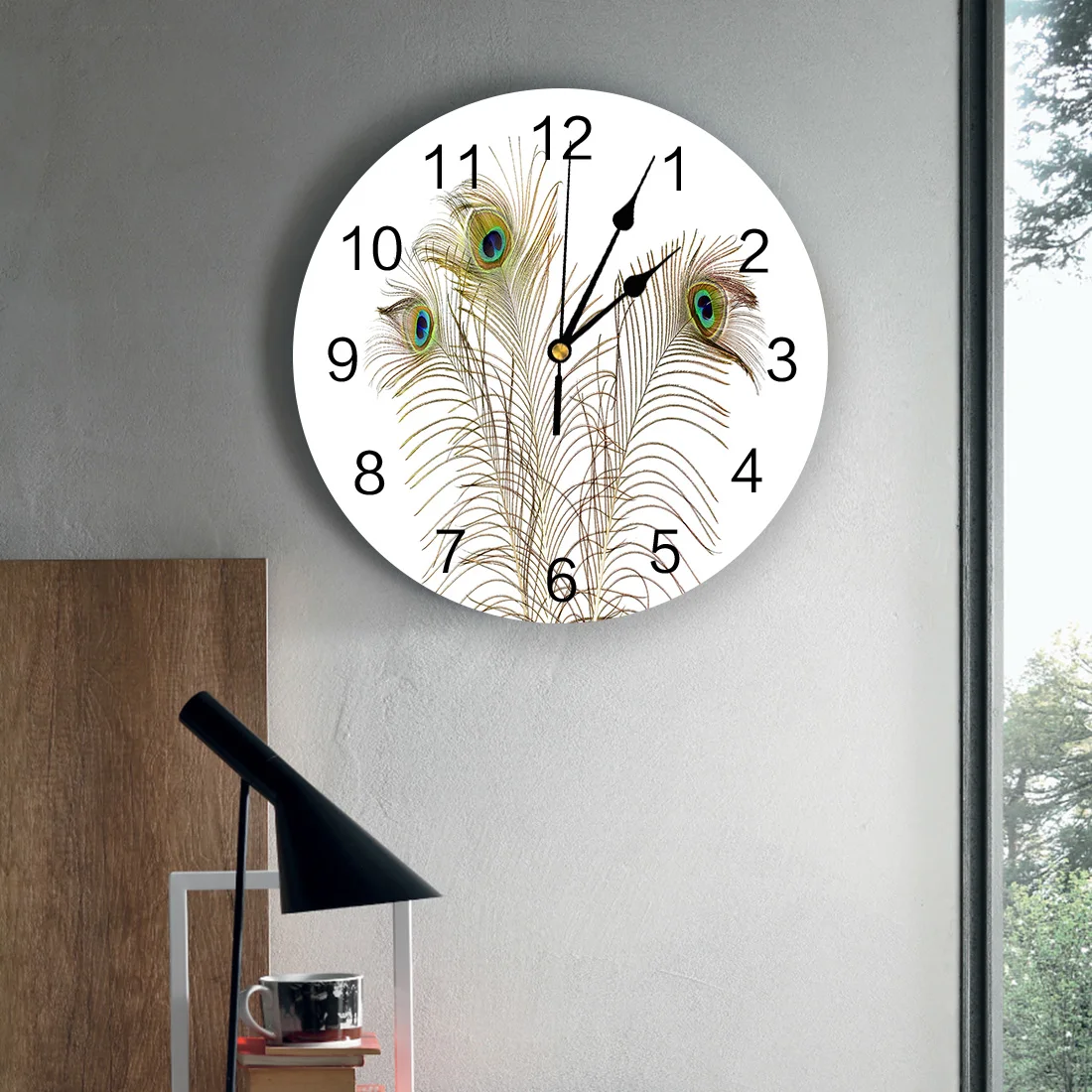 Красивое перо павлина тихие настенные часы кухня гостиная ванная комната