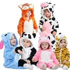 Детский комбинезон для младенцев, зимний теплый комбинезон для мальчиков и девочек, милая корова, панда, забавные животные, домашняя одежда для вечеринки, детские костюмы