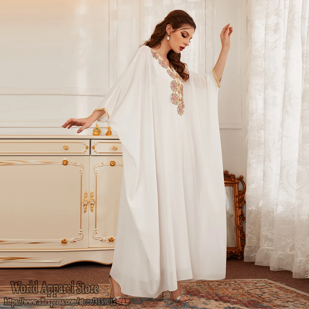

Eid Mubarak Islam Robe Longue Abayas African Dresses For Women Caftan Marocain White Abaya Dubai Kaftan Turkey Muslim Dress