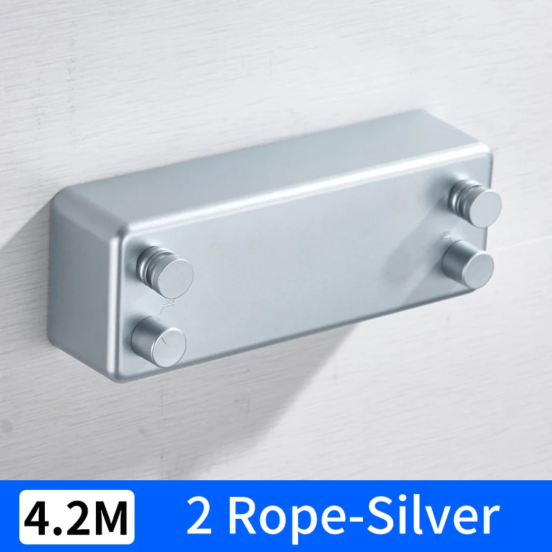 2 Rope-Silver Выдвижная Веревка для белья Крытый открытый веревка телескопическая нержавеющая веревка невидимая одежда настенная сушилка для белья - Цвет: 2 Rope-Silver