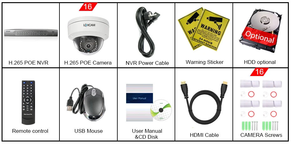 LOXCAM H.265+ 4K 5MP POE NVR CCTV камера системы 4MP Аудио Открытый Антивандальный ночное видение IP камера 16ch комплект видеонаблюдения