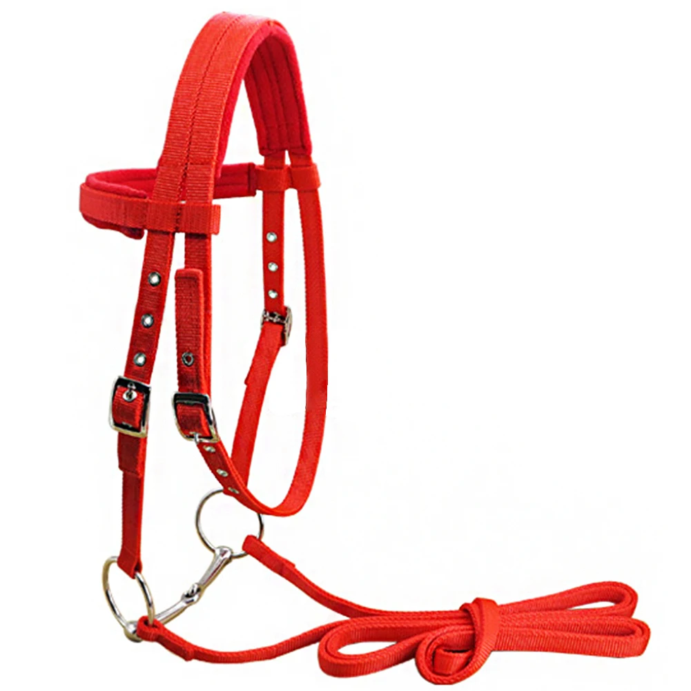 

Adjustable Strap Rein Belt Protective With Bit Throat Snap Bridle Thicken Fleece Horse Halter Riding Equipment Competition