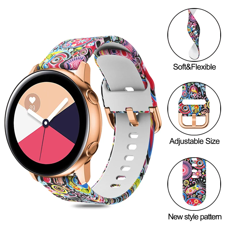 

22/20mm Band for Samsung Galaxy Watch 4 Classic 42mm 46mm/GearS3/Active 2 40/44mm Printed Bracelet for Huawei GT 2-2e-pro strap