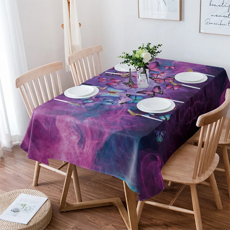 

Абстрактный фиолетовый фон с бабочками, скатерти, водонепроницаемые кухонные предметы, кофейный столик для гостиной, домашний декор, обеденный стол