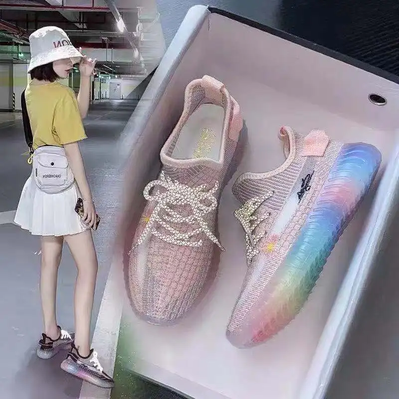 

Women's sports shoes 2021 summer new flying weave Daisy coconut shoes mesh breathable running casual Korean versatile