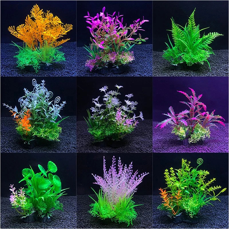 

16 Kinds Artificial Aquarium Decor Plants Water Weeds Ornament Aquatic Plant Fish Tank Grass Decoration Accessories