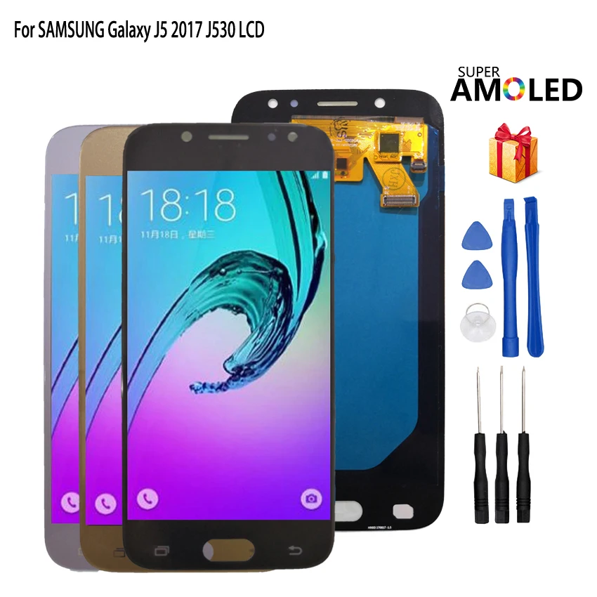 AMOLED для SAMSUNG Galaxy J5 2017 J530 J530F ЖК дисплей кодирующий преобразователь сенсорного