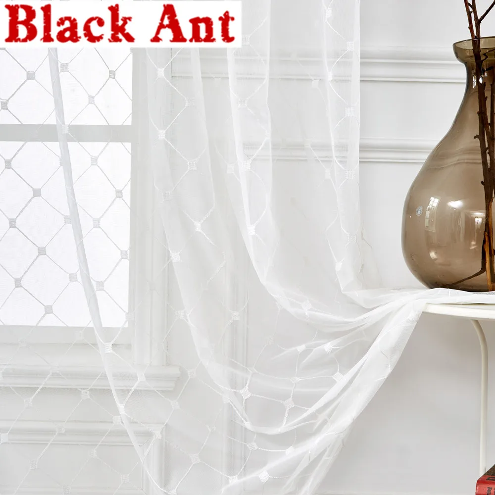 Занавески Из Тюля в белую клетку для гостиной занавески с геометрическим