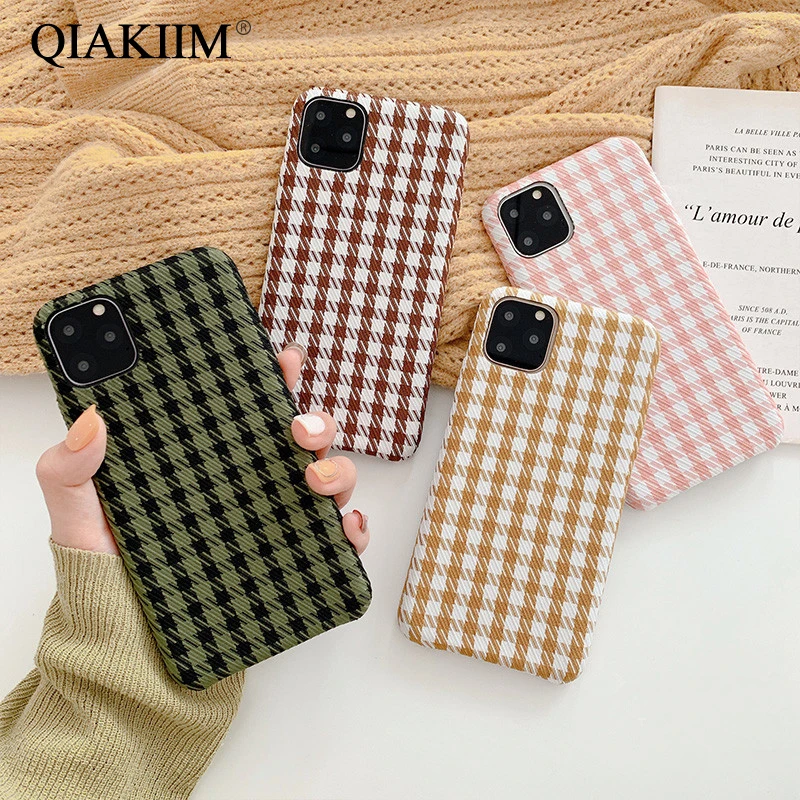 Чехол в британском стиле из ткани клетку для iPhone 11 Pro MAX X XS XR мягкие чехлы