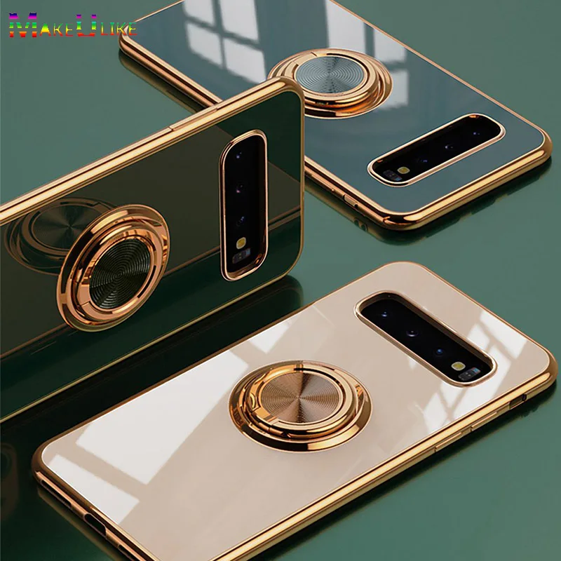 

Ring Case For Samsung Galaxy S10 Plus Case Kick Stand Soft TPU Cover For Samsung S10Plus S10+ Note 9 10 Plus 20 Ultra Case