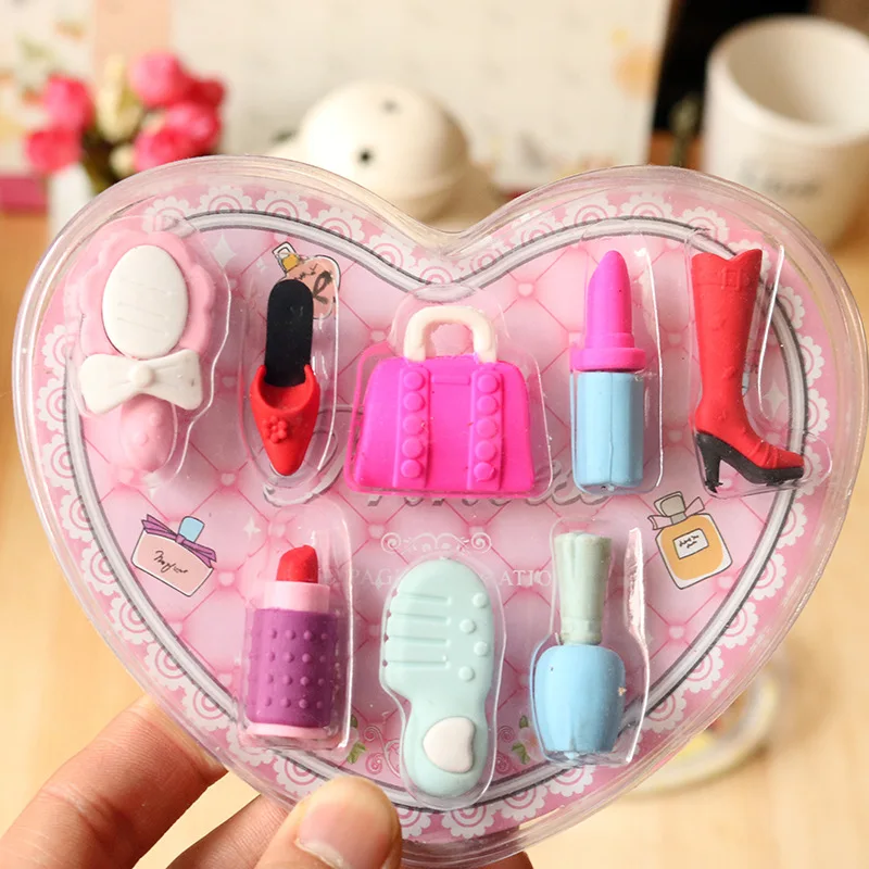 8 предметов Милые принты Зимние детские носки Make Up box набор ластиков мини сумочка