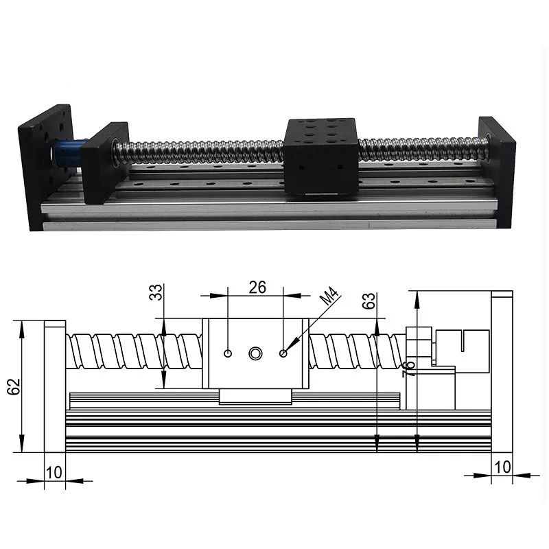 Двойная линейная направляющая шариковый винт линейного привода линейный