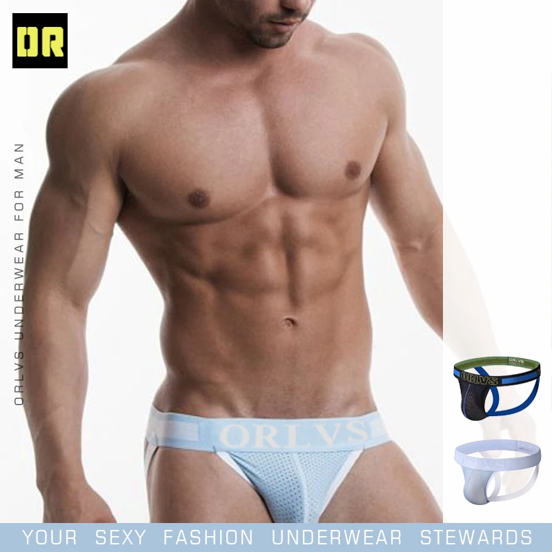 ORLVS Брендовое Мужское нижнее белье сексуальное мужские стринги дышащие трусы tanga