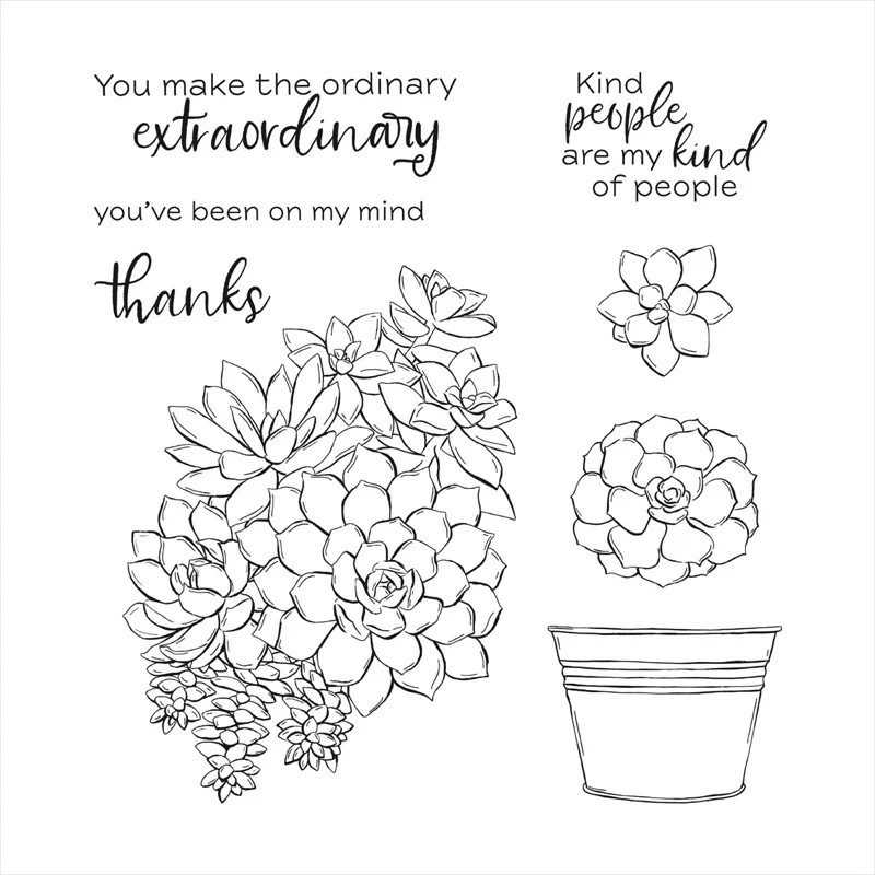 Просто суккуленты набор для стемпинга и координации умирает цветочный горшок