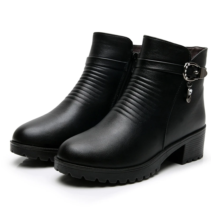 ZZPOHE Women's Winter Shoes Genuine Leather Famale Ankle Warm Snow Boots Ladies Plus Size Women Soft Comfortable Flat Boot | Обувь