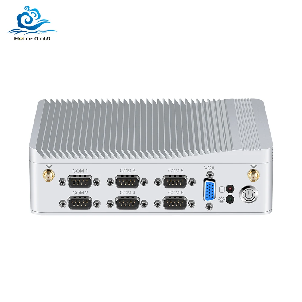 Мини ПК 6* COM Celeron J1900 2,00 ГГц 6* RS232 последовательный порт 2* LAN 8* USB VGA Windows 10 Linux Безвентиляторный промышленный мини-компьютер