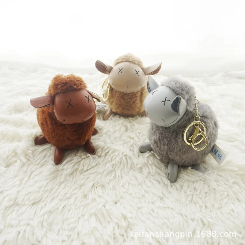 

Sheep keychain Real lambs wool Fur keychain key chain Bag Car Trinket Women Gift Lady car pendant fluffy sheep Keyring 2020
