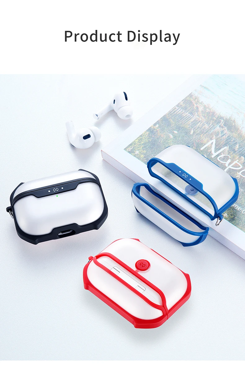 Для AirPods Pro Чехол прозрачный защитный чехол Bluetooth Наушники Подушка безопасности бампер с брелок Крюк для Airpods 3 крышка
