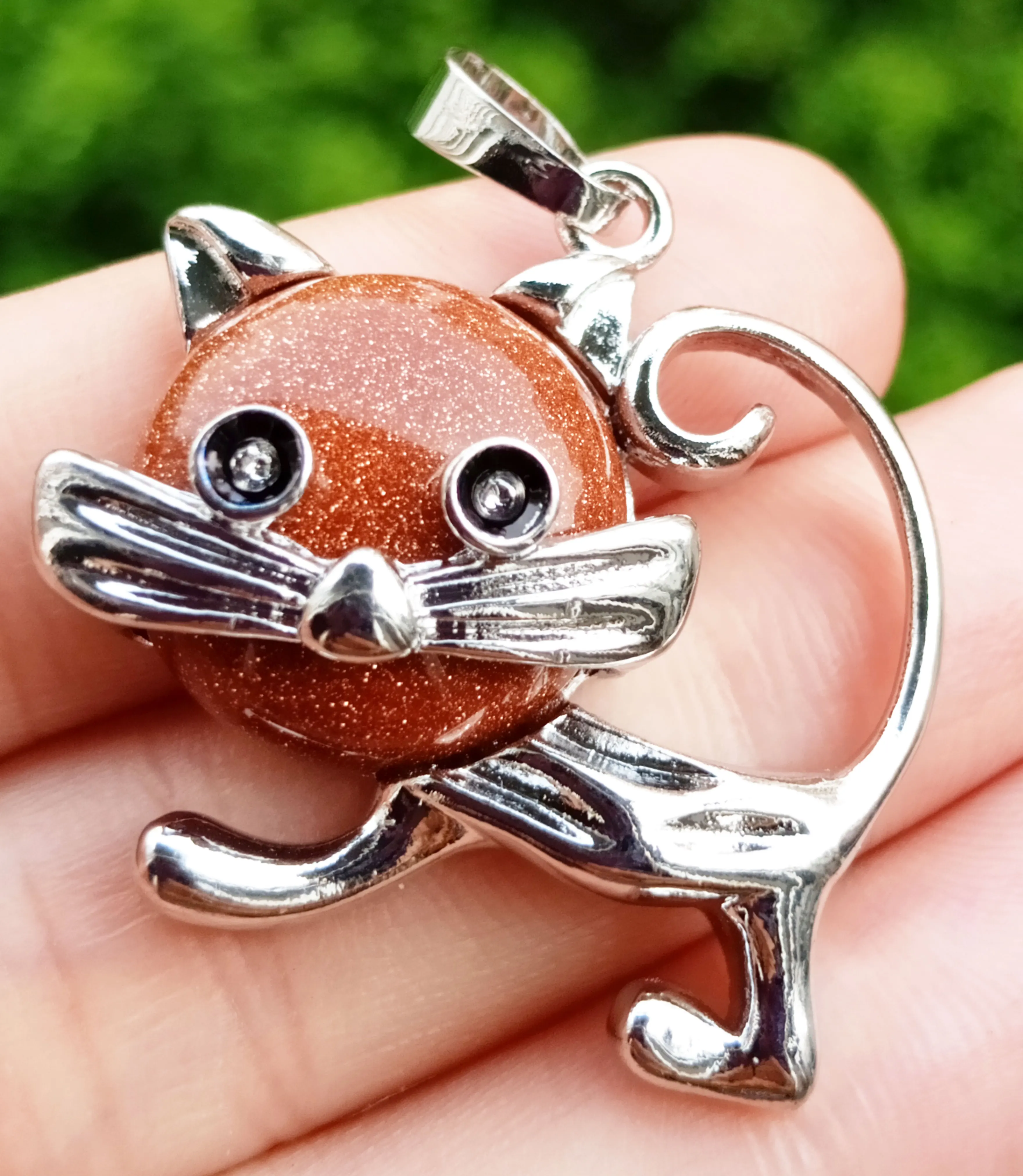 Милый золотой песчаник подвеска с кошкой драгоценные бусы из драгоценных камней