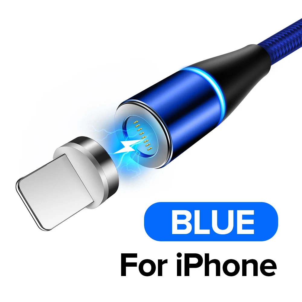 Blue For iPhone Магнитный кабель INIU 3A Micro USB C quick charge 3,0 для iPhone 11 X samsung, магнитный кабель для быстрой зарядки usb type C, зарядное устройство для мобильного телефона - Цвет: Blue For iPhone