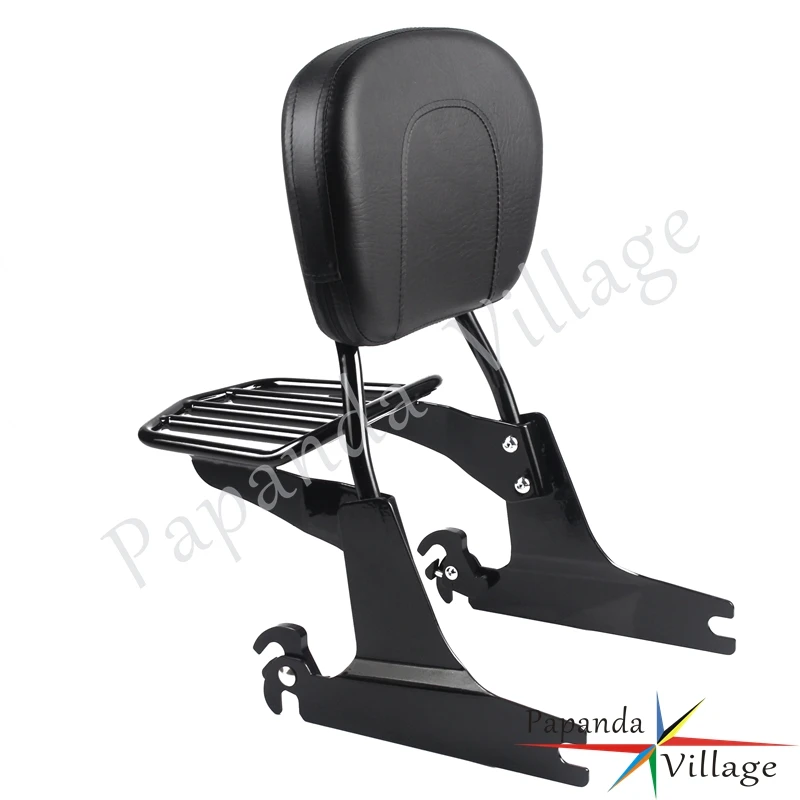 Черная Съемная Стальная Задняя накладка на спинку Сисси бар Подушка багажная