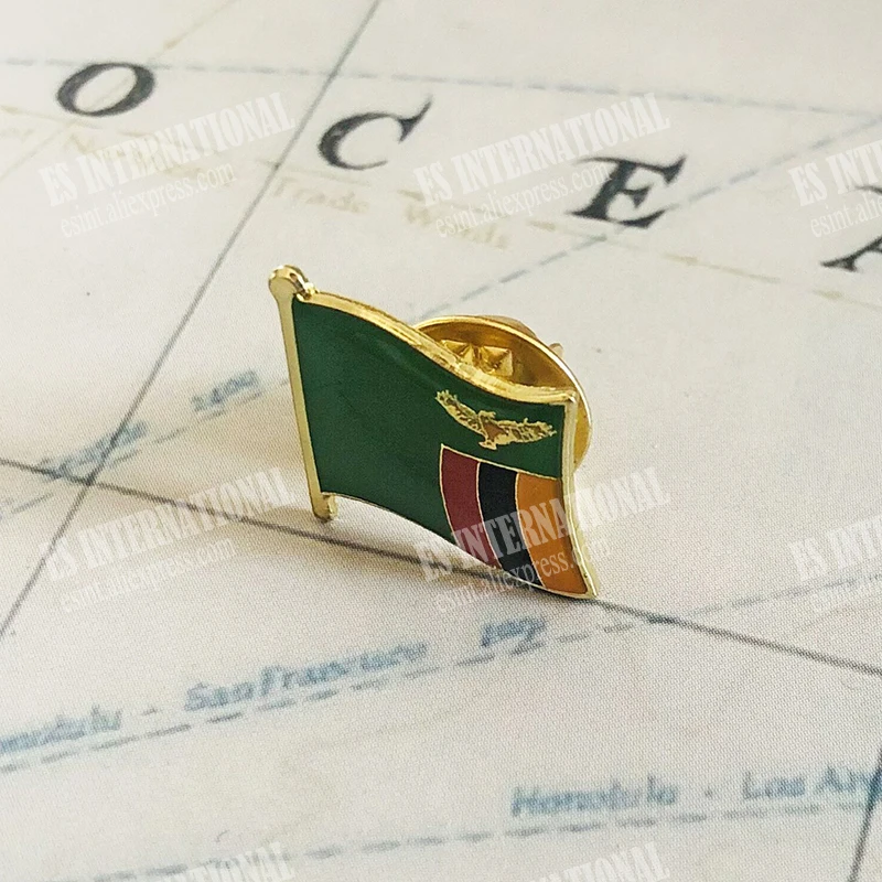 Значок на лацкан с национальным флагом Замбии брошь из эпоксидной смолы