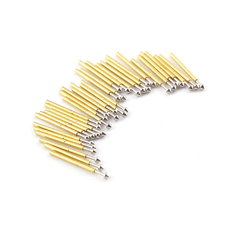 P75-E2 100 Pcs Brass Spring Test Probe Nickel Plated Needle Head Test Instrument Accessories Length 16.5mm for Electronic Tools