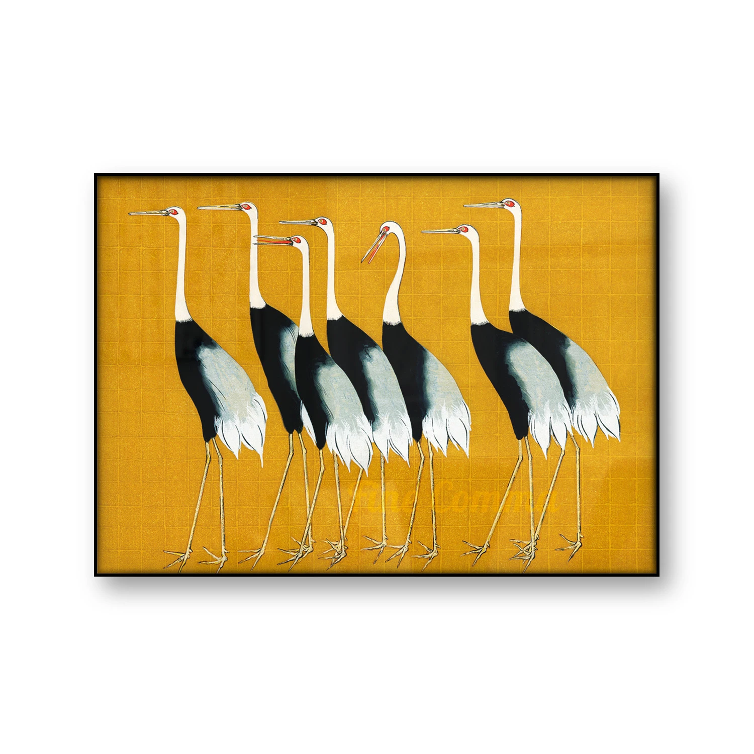 Японский винтажный художественный плакат Красная корона журавль Огата Корин