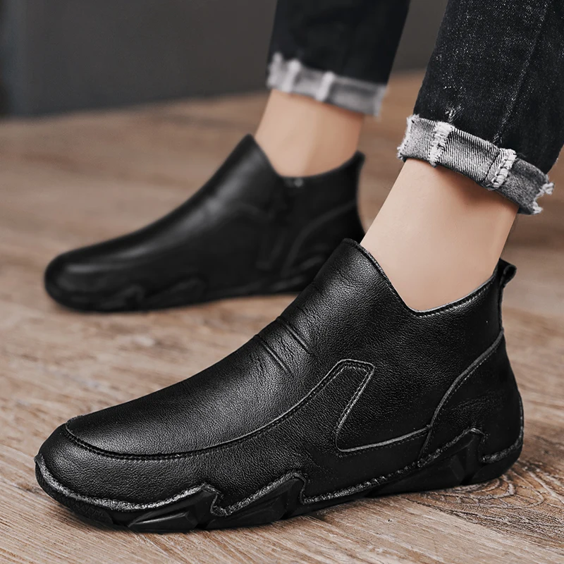 Cow Leather Mens Casual Shoes Cool Young Man Fashion Brand S