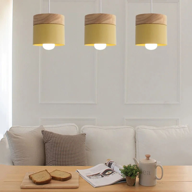 Современный светодиодный подвесной светильник из дерева железа столовой кафе