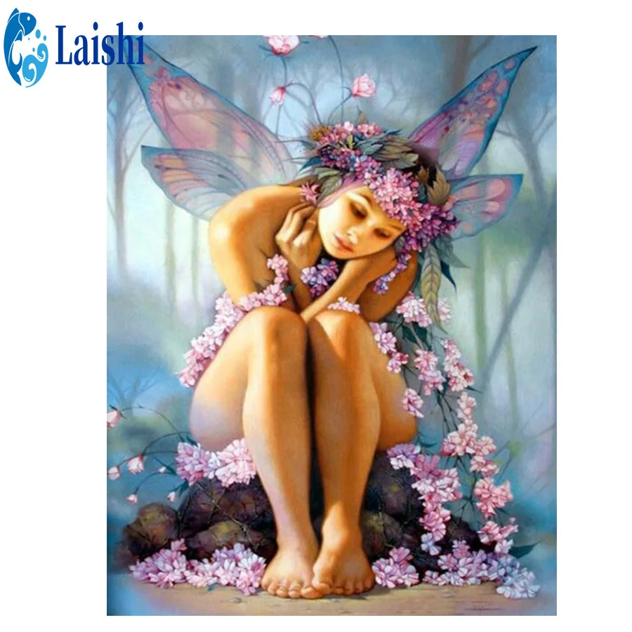 

Полноразмерная/круглая Алмазная вышивка с изображением красивой девушки бабочки, алмазная живопись, вышивка крестиком, стразы картины, Алм...