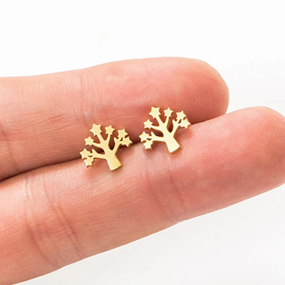 Женские минималистичные темпераментные золотые серьги гвоздики из нержавеющей