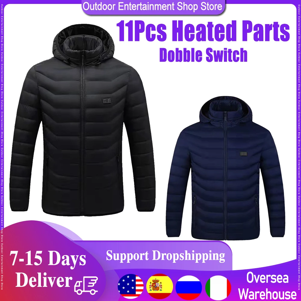 

Новинка 2021, пальто с подогревом 11 зон, мужское и женское зимнее теплое пальто с электроподогревом, куртка с USB-подогревом для детской рыбалки