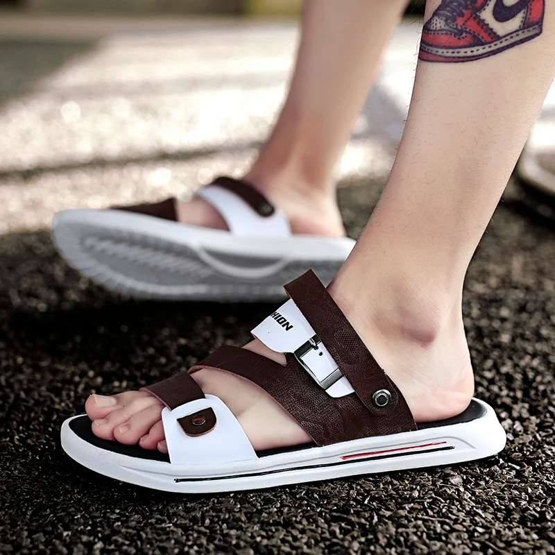 Мужские дизайнерские сандалии дышащие летние пляжные тапочки плотная