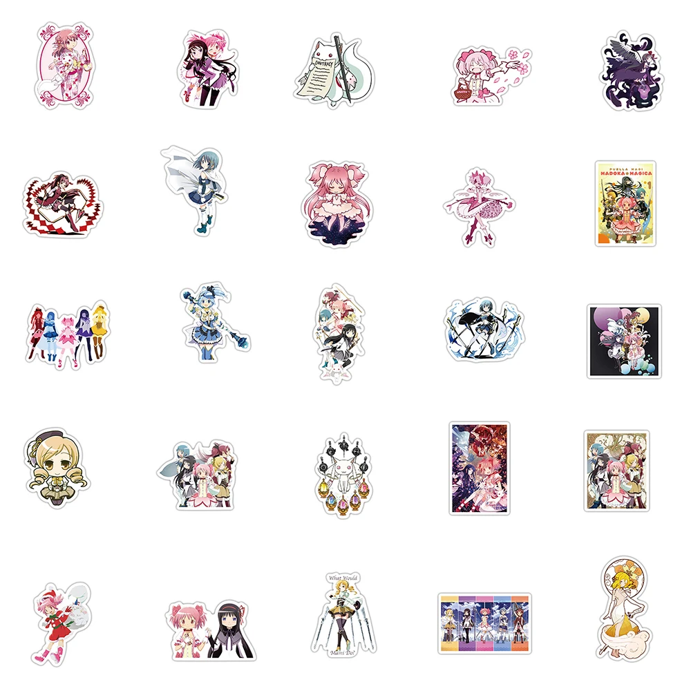 Pegatinas de dibujos animados de Anime Puella Magi Madoka Magica, impermeables, para monopat&iacute;n, port&aacute;til, guitarra, equipaje, grafiti, para ni&ntilde;os, 10/50 Uds.-3