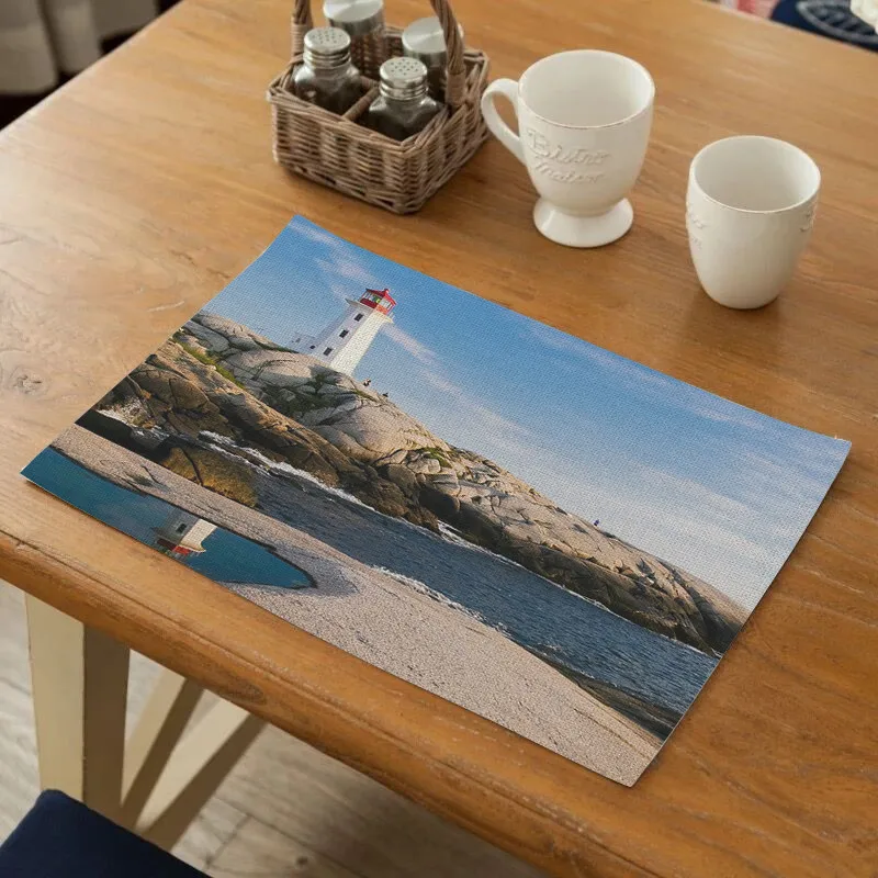 

Fuwatacchi Hot Air Balloon Photo Placemats For Dinning Table Mats Non-Skip Blue Sky Tableware Pads Home Decoration Table Napkins