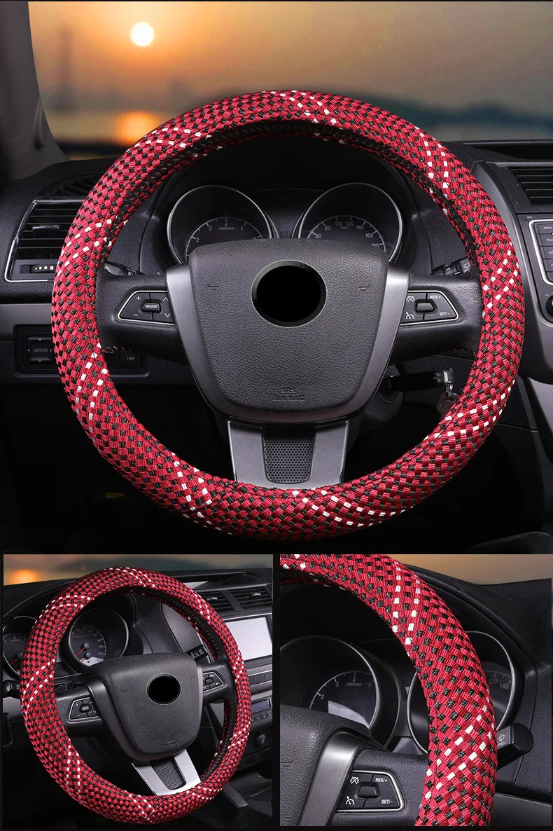 Нескользящий Шелковый чехол на руль автомобиля всесезонное Универсальное