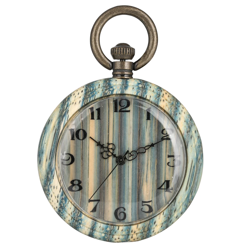 Special Green Bamboo Quartz Pocket Watch for Women Clear Arabic Numerals Wooden Watches Pendant | Наручные часы