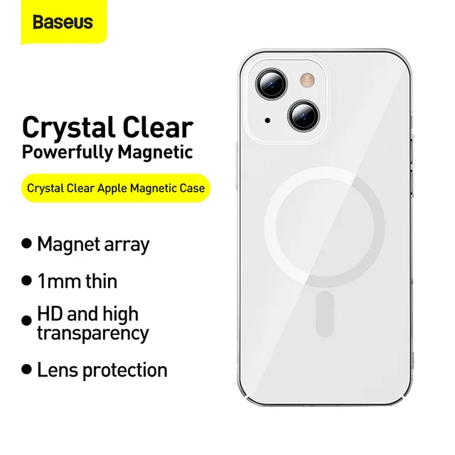 Baseus Magnetic Phone Case For iPhone 14 13 12 Pro Max Support Wireless Charging Case Back Cover Transparent Protect Magnet Case 2