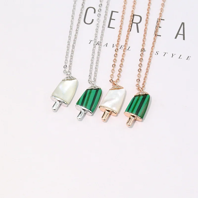 Цепочка из стерлингового серебра 925 пробы ожерелье с подвеской в виде мороженого